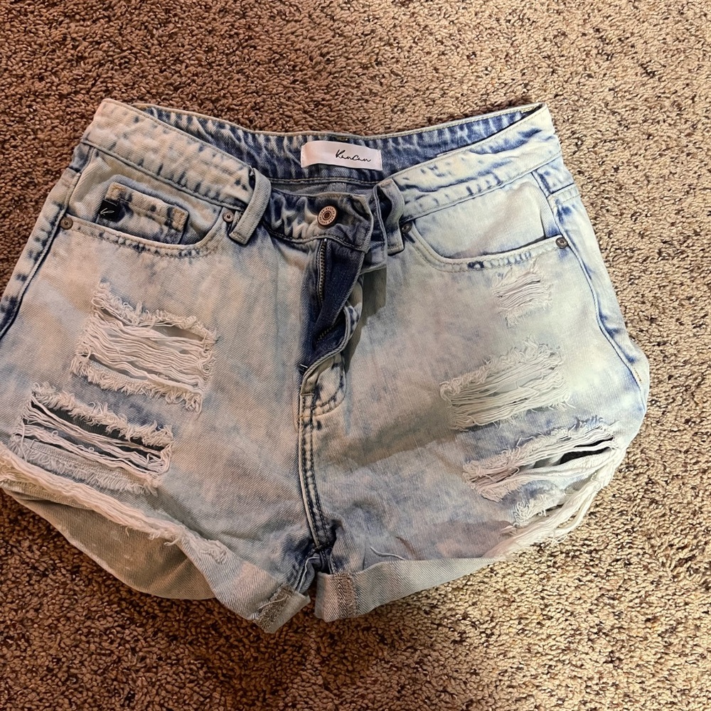 KanCan Faded Blue Ripped Jean Shorts